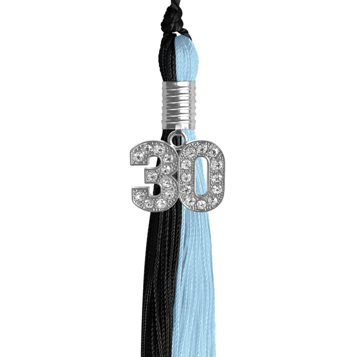Black/Light Blue Graduation Tassel with Silver Bling Charm - Endea Graduation