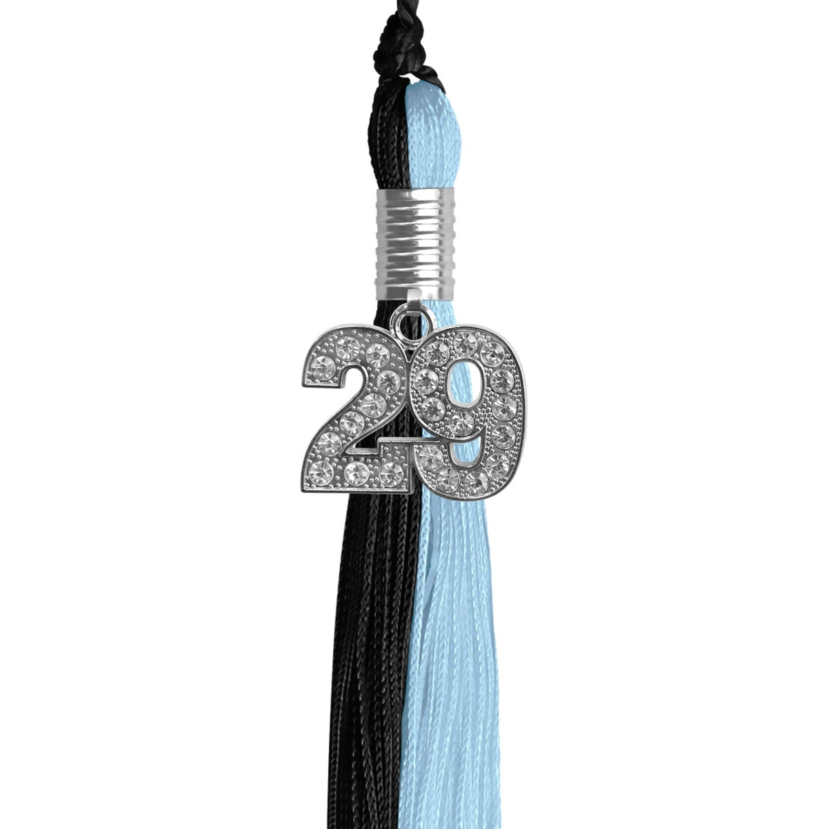 Black/Light Blue Graduation Tassel with Silver Bling Charm - Endea Graduation