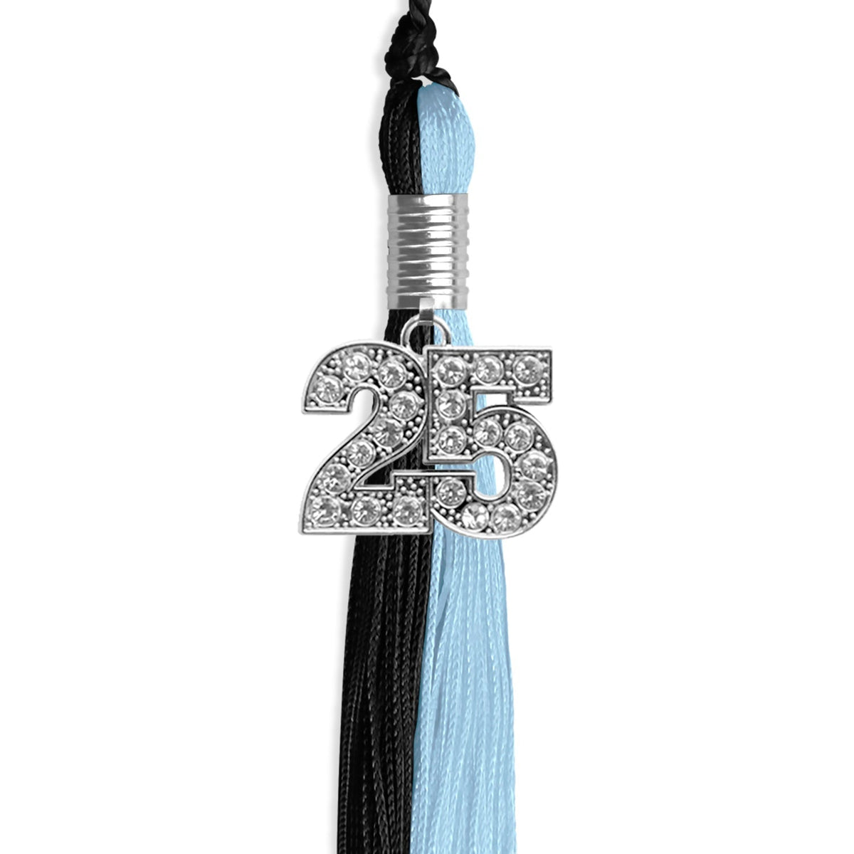 Black/Light Blue Graduation Tassel with Silver Bling Charm - Endea Graduation