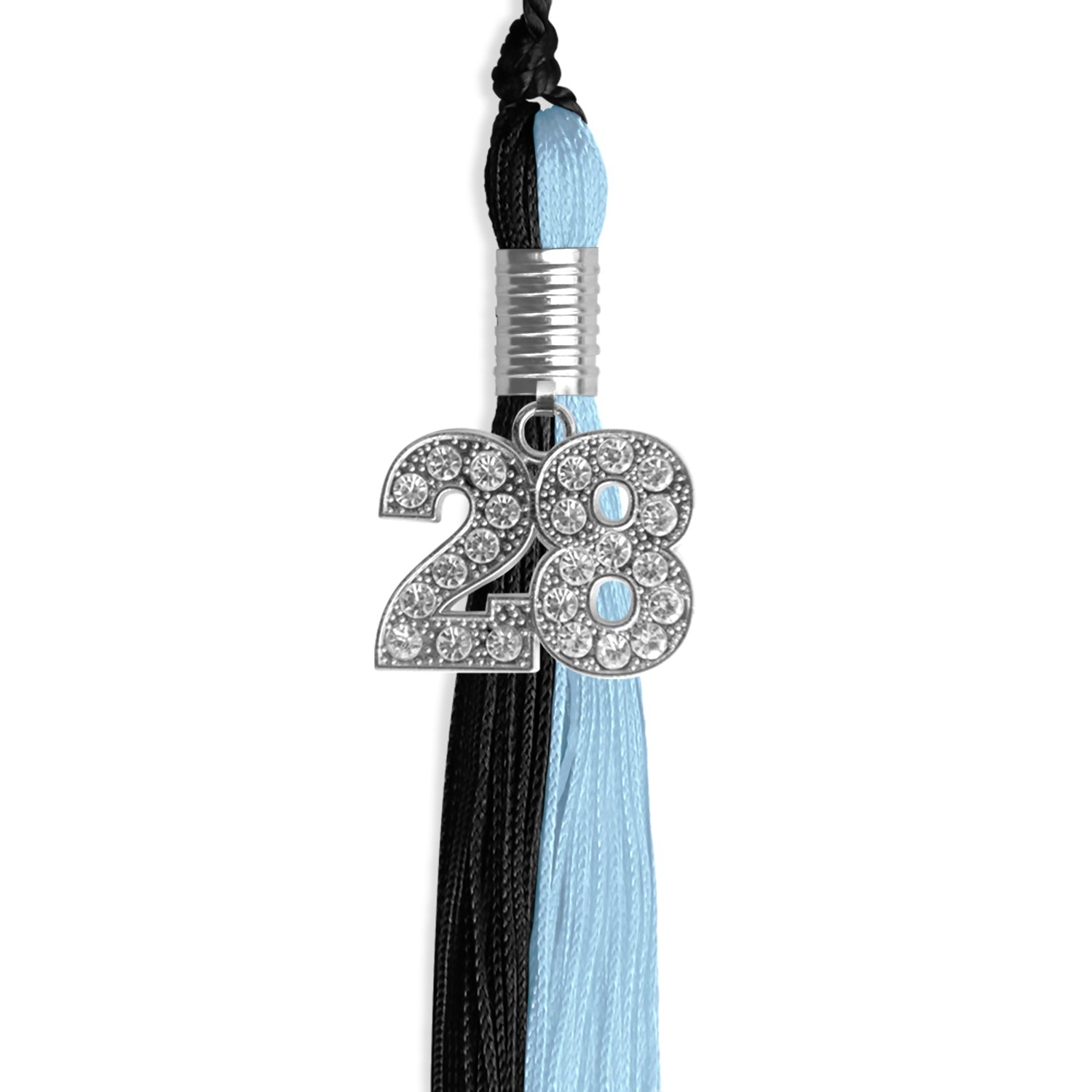 Black/Light Blue Graduation Tassel with Silver Date Drop - Endea Graduation