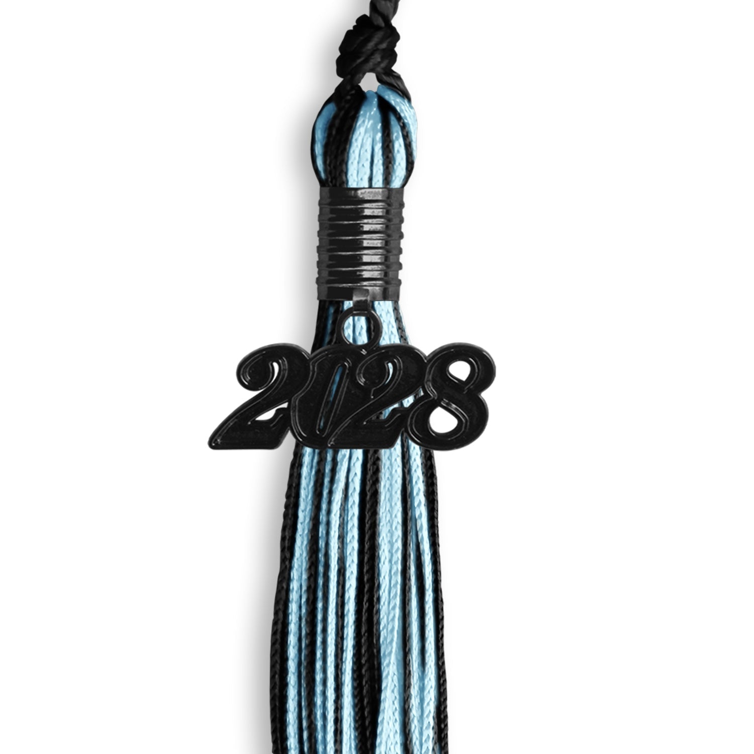 Black/Light Blue Mixed Color Graduation Tassel with Black Date Drop - Endea Graduation