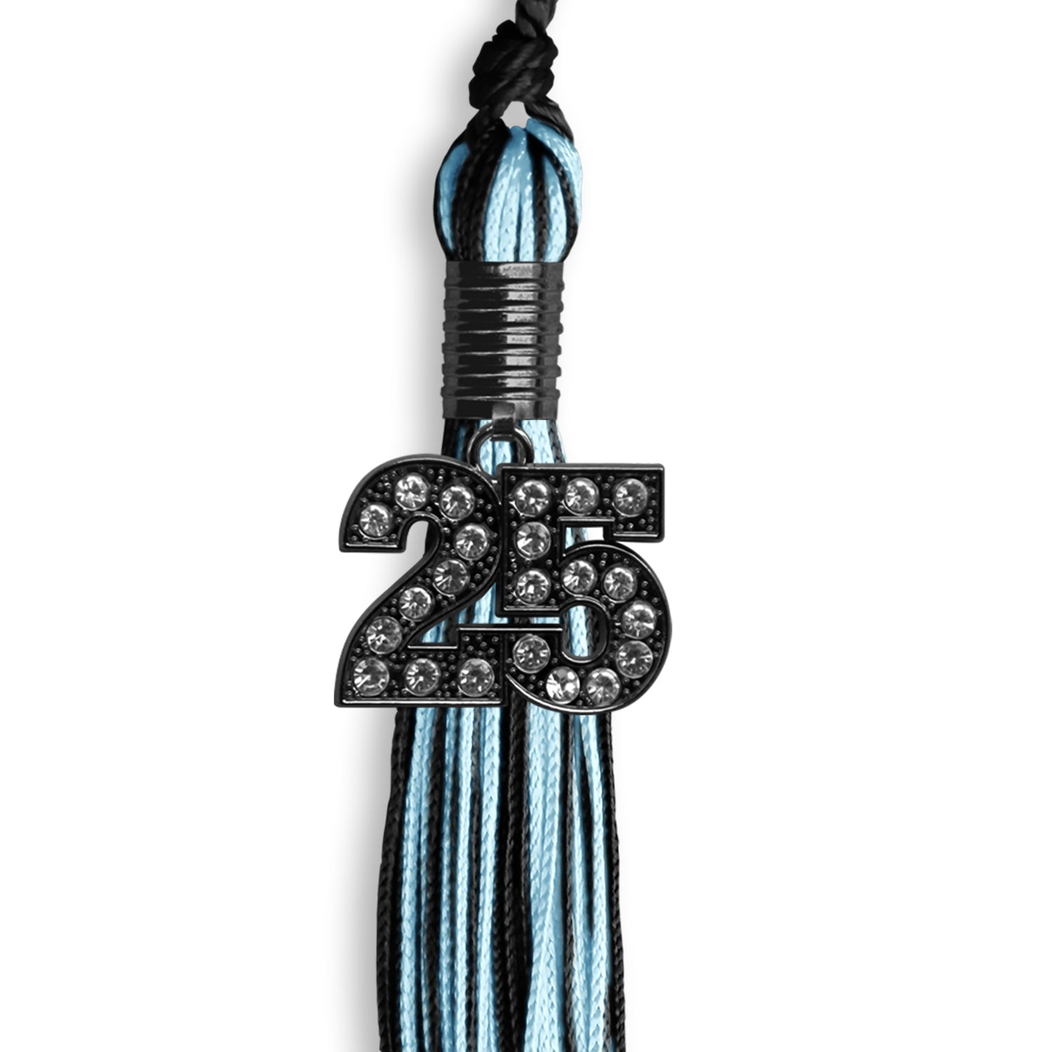Black/Light Blue Mixed Color Graduation Tassel with Black Date Drop - Endea Graduation