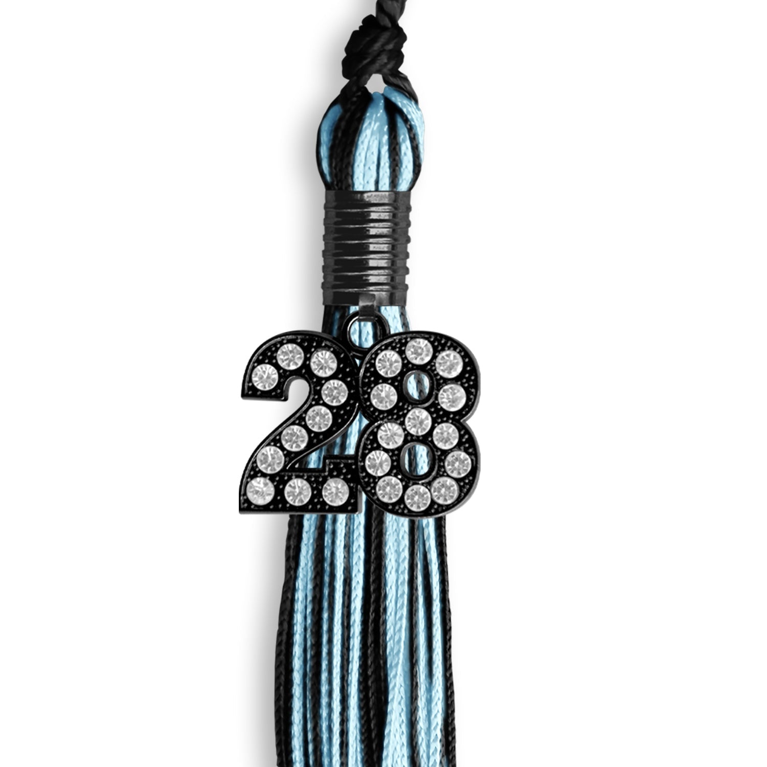 Black/Light Blue Mixed Color Graduation Tassel with Black Date Drop - Endea Graduation