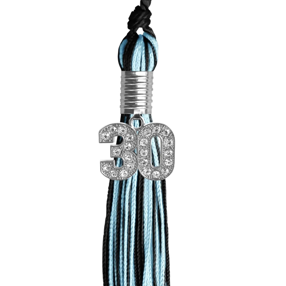 Black/Light Blue Mixed Color Graduation Tassel with Silver Bling Charm - Endea Graduation