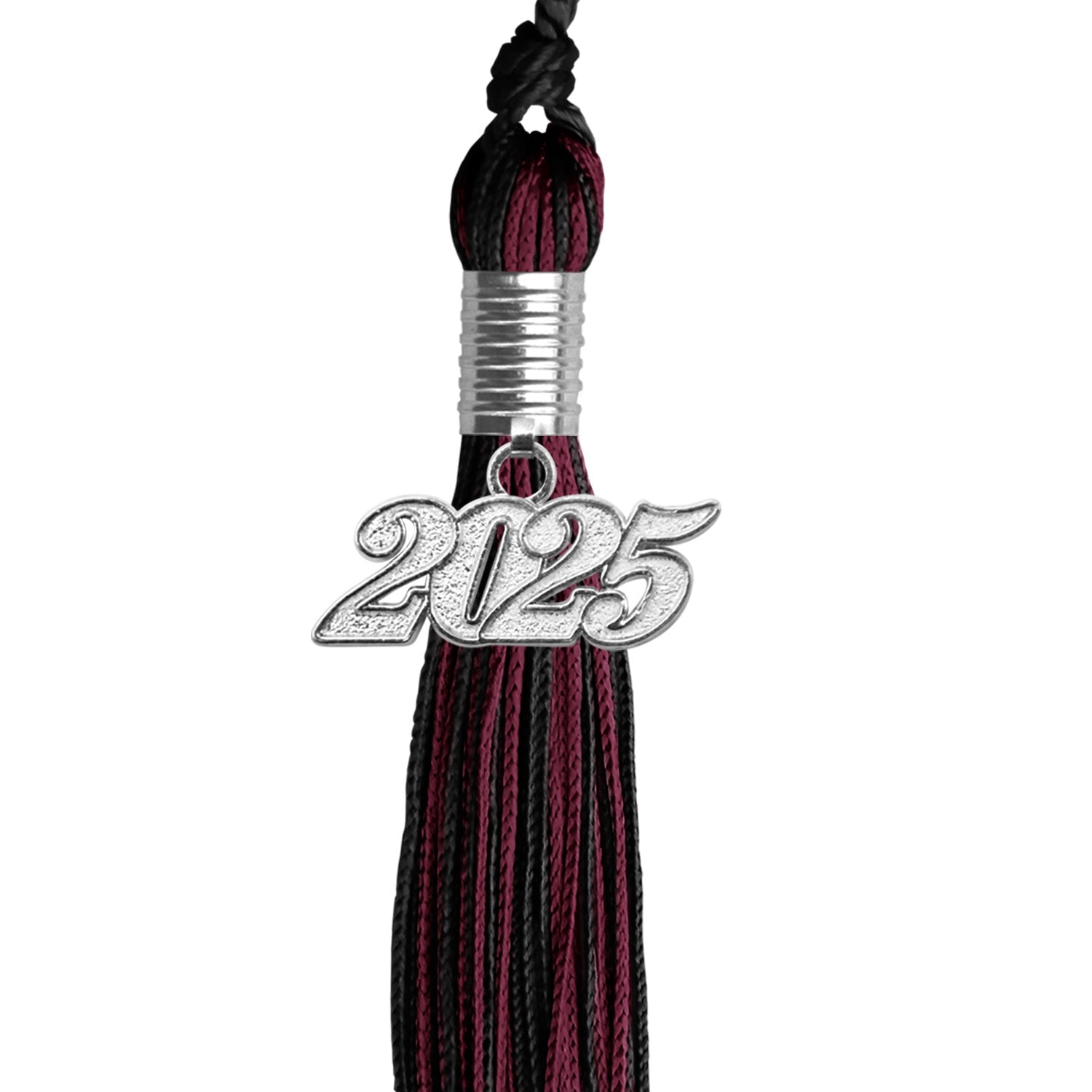 Black/Maroon Blue Mixed Color Graduation Tassel with Silver Date Drop - Endea Graduation