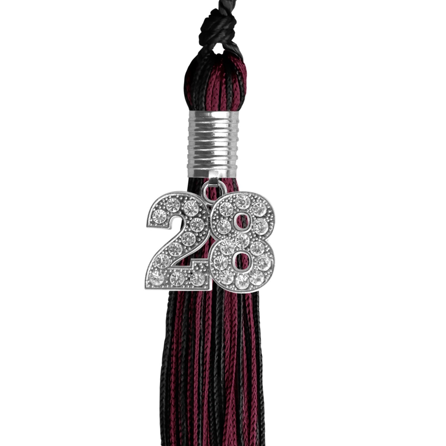 Black/Maroon Blue Mixed Color Graduation Tassel with Silver Date Drop - Endea Graduation
