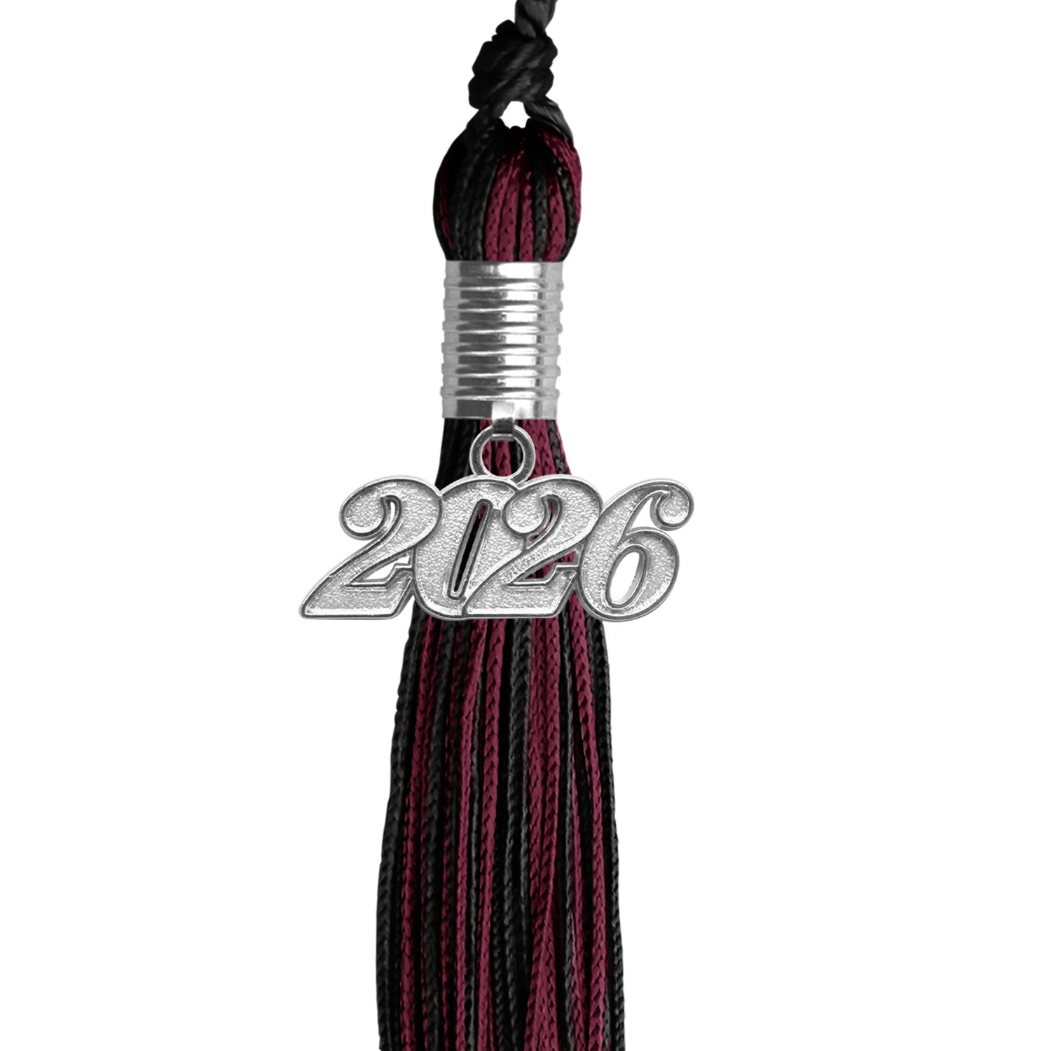 Black/Maroon Blue Mixed Color Graduation Tassel with Silver Date Drop - Endea Graduation