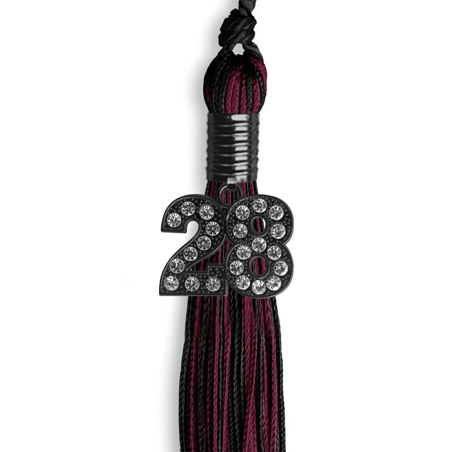 Black/Maroon Mixed Color Graduation Tassel with Black Date Drop - Endea Graduation