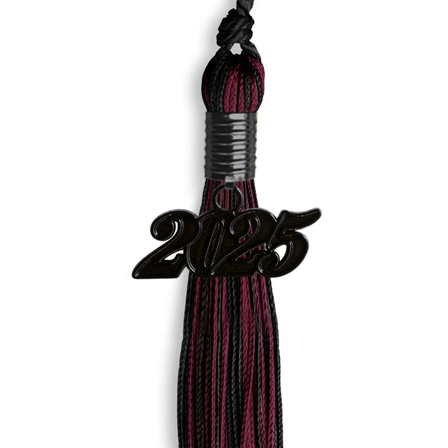 Black/Maroon Mixed Color Graduation Tassel with Black Date Drop - Endea Graduation