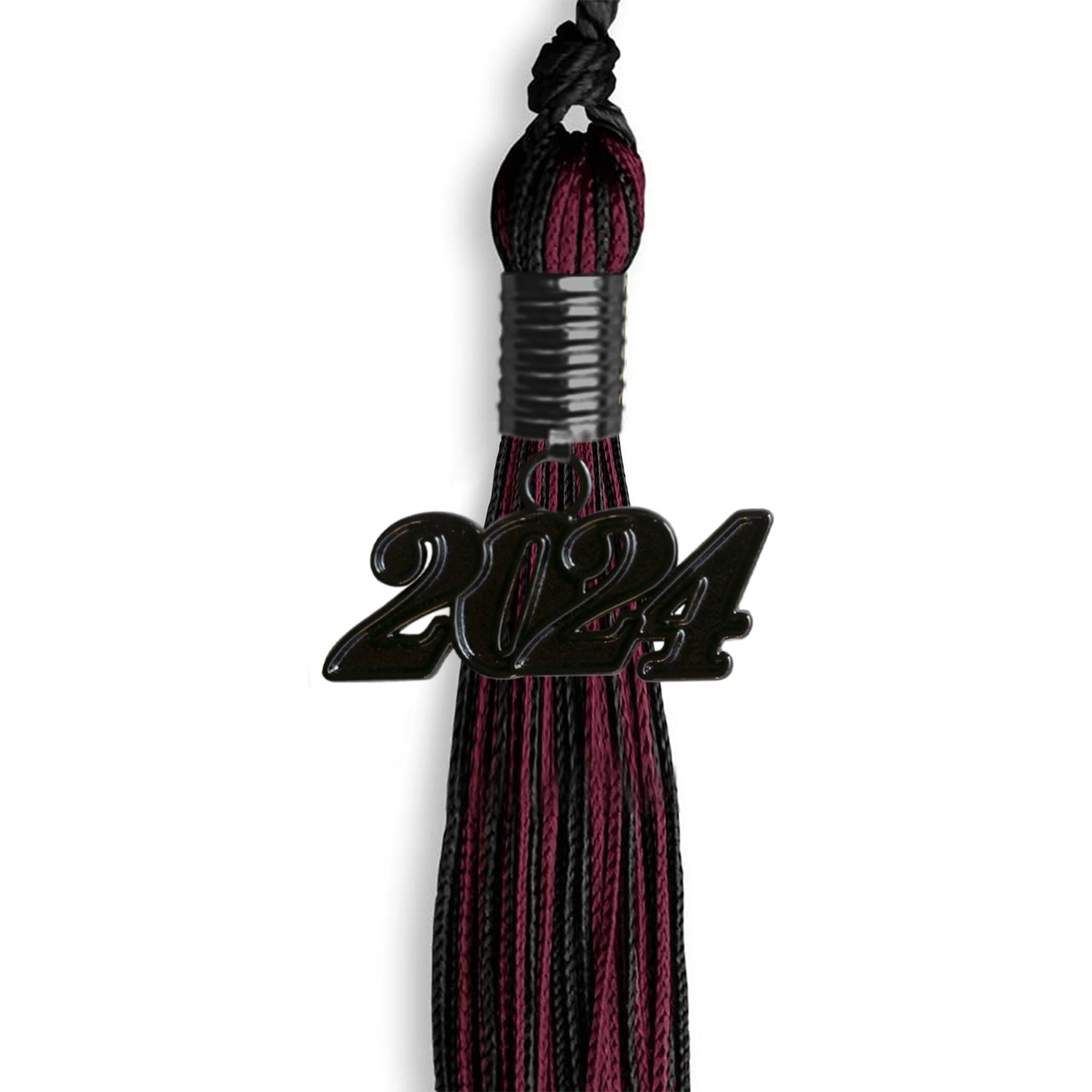 Black/Maroon Mixed Color Graduation Tassel with Black Date Drop - Endea Graduation