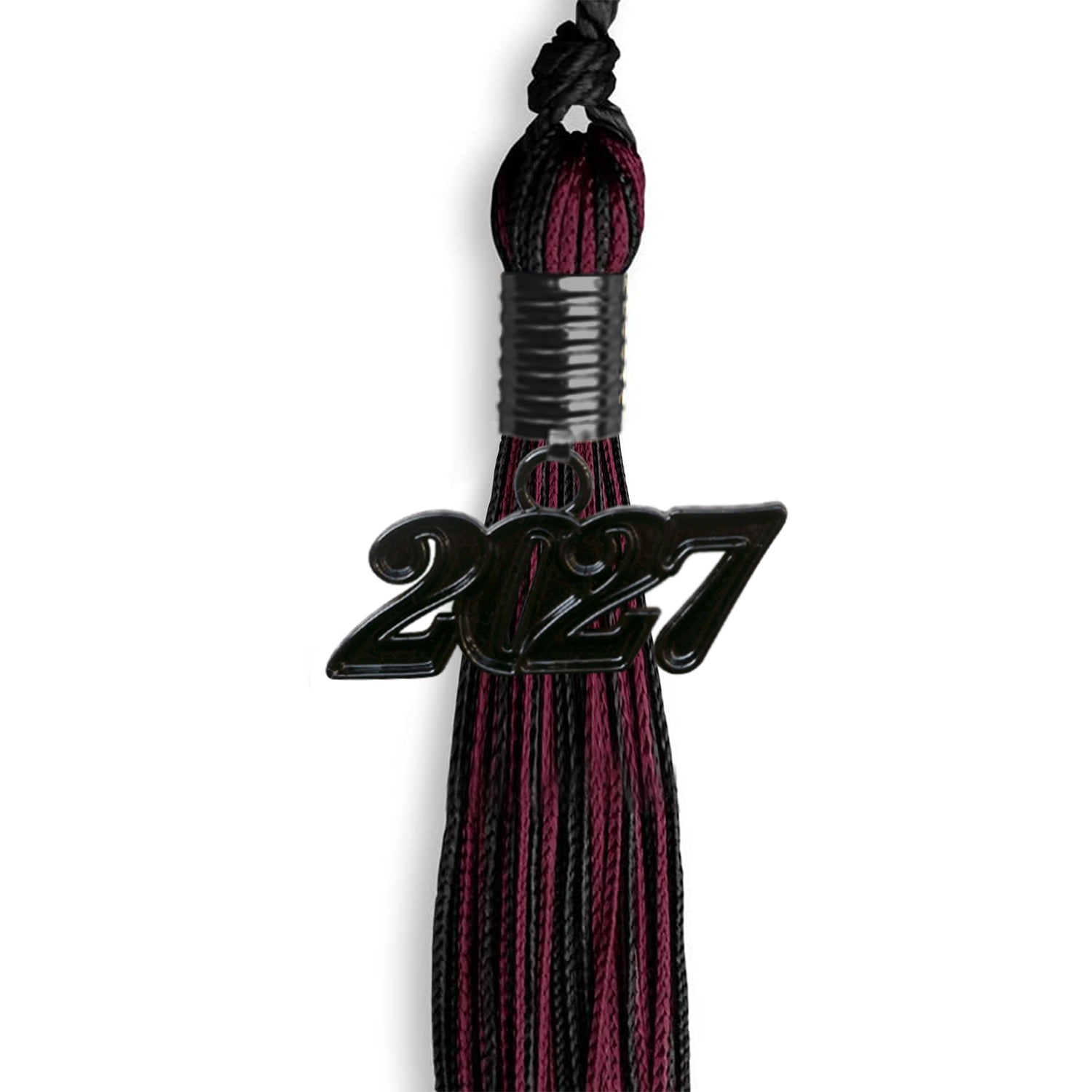 Black/Maroon Mixed Color Graduation Tassel with Black Date Drop - Endea Graduation