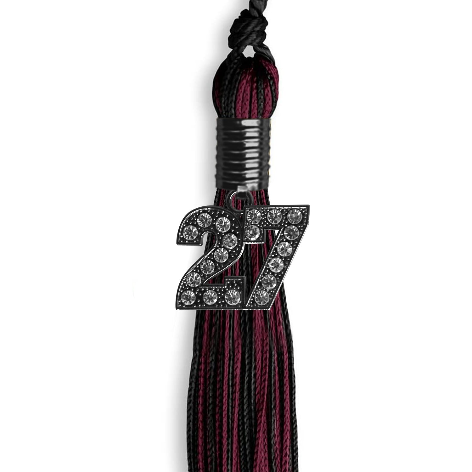 Black/Maroon Mixed Color Graduation Tassel with Black Date Drop - Endea Graduation