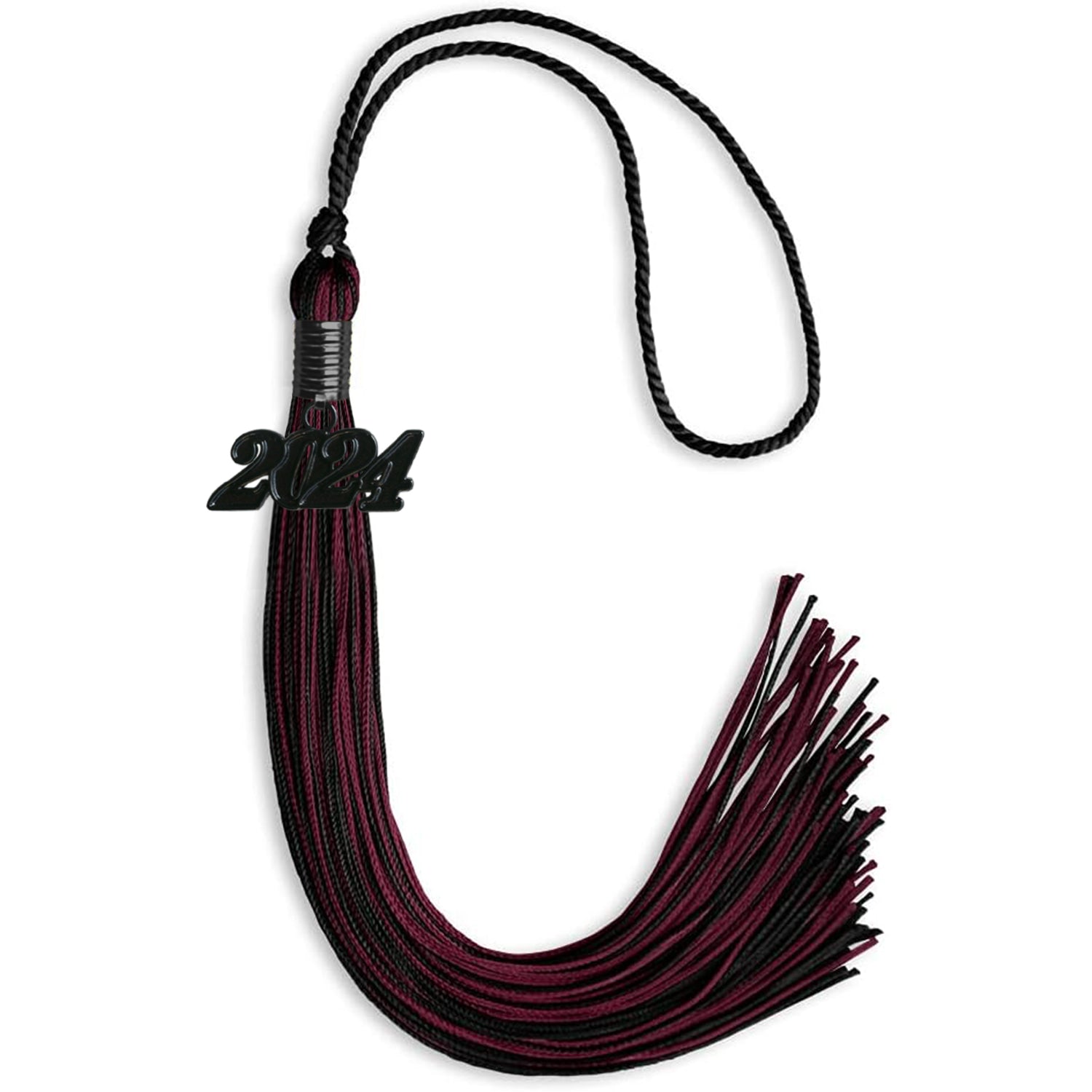 Black/Maroon Mixed Color Graduation Tassel with Black Date Drop - Endea Graduation