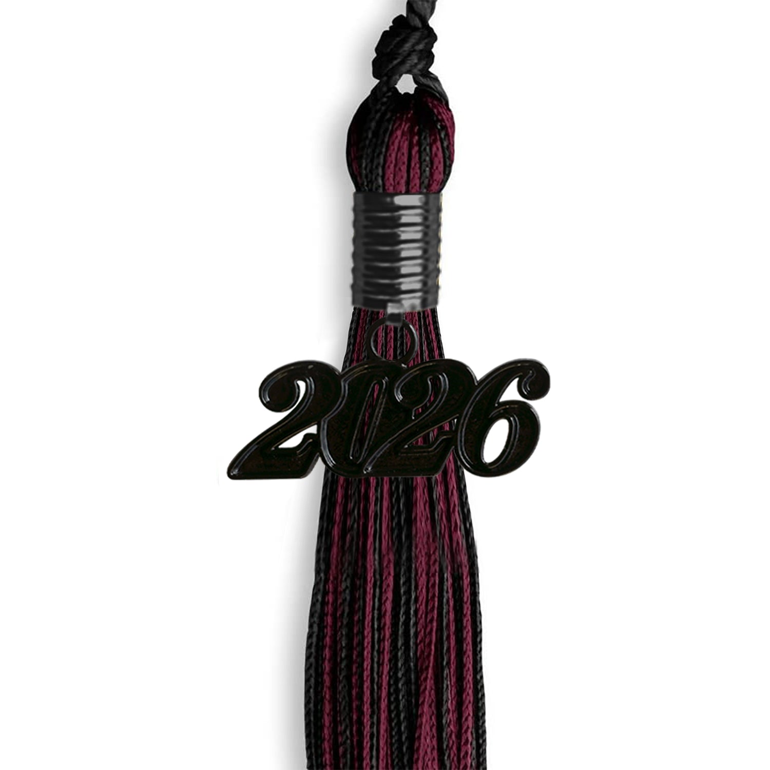 Black/Maroon Mixed Color Graduation Tassel with Black Date Drop - Endea Graduation