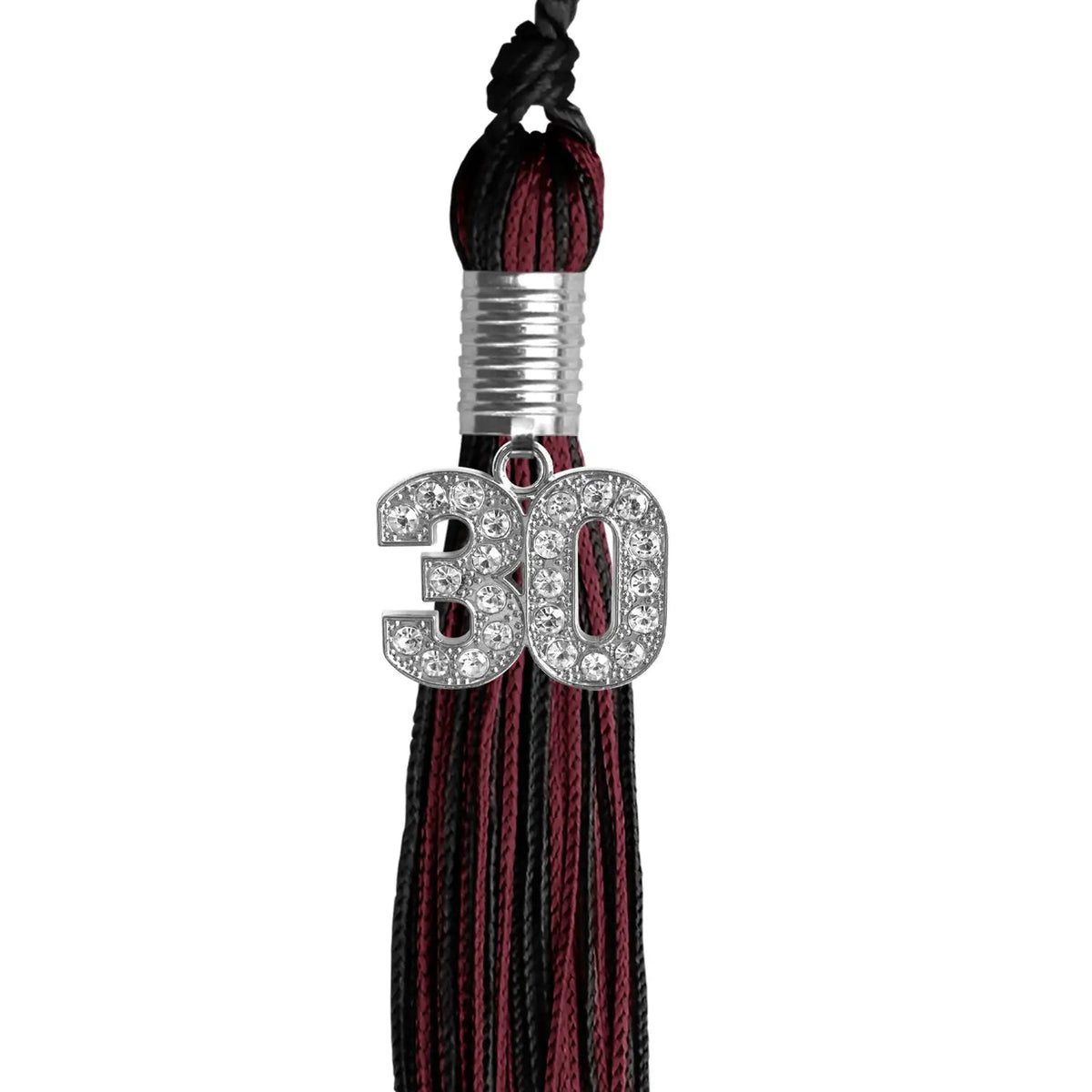 Black/Maroon Mixed Color Graduation Tassel with Silver Bling Charm - Endea Graduation