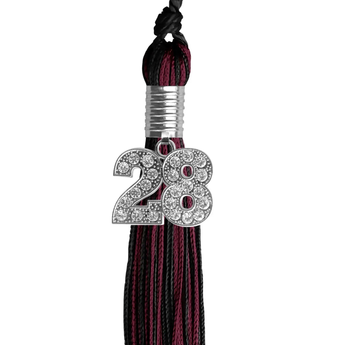 Black/Maroon Mixed Color Graduation Tassel with Silver Bling Charm - Endea Graduation