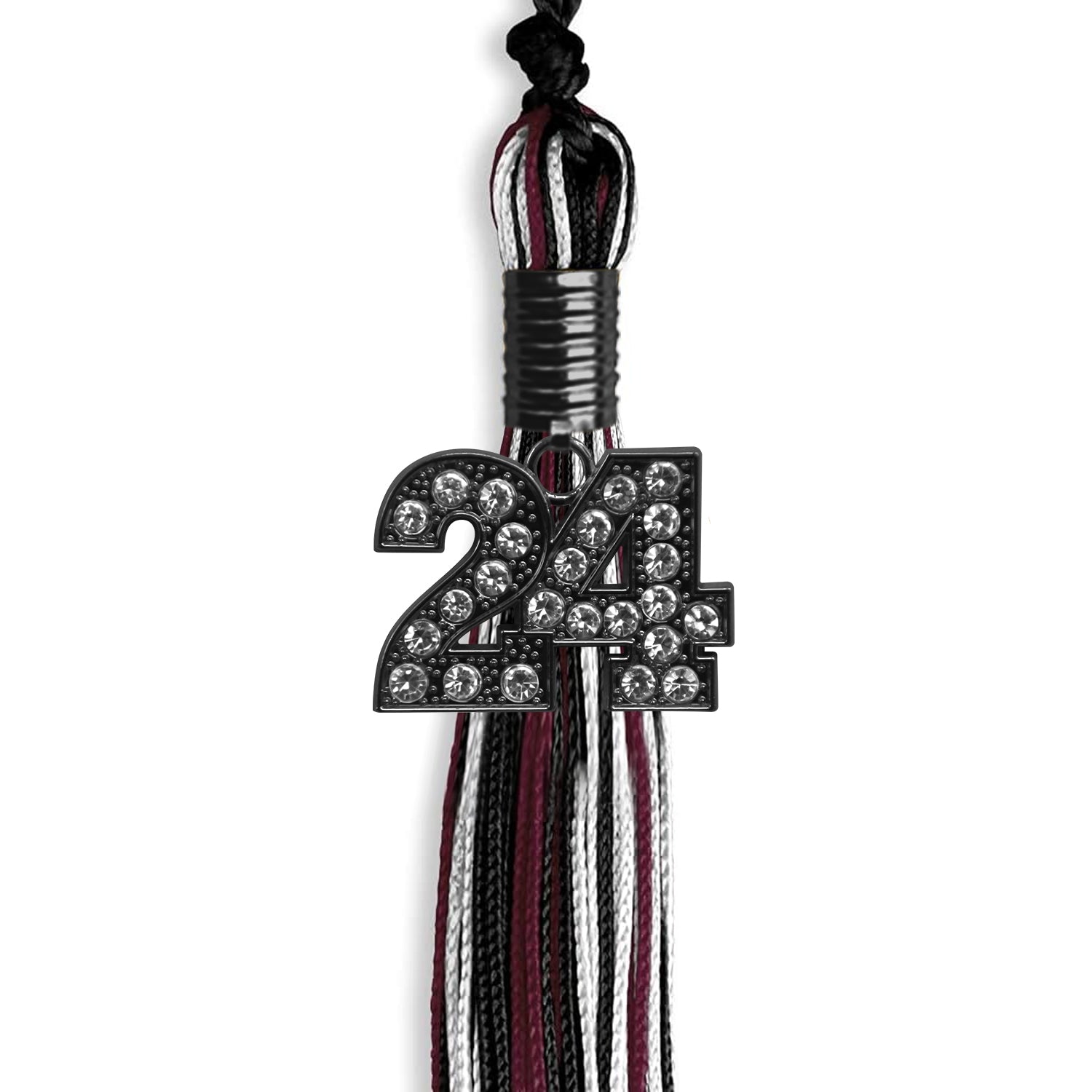 Black/Maroon/White Mixed Color Graduation Tassel with Black Date Drop - Endea Graduation