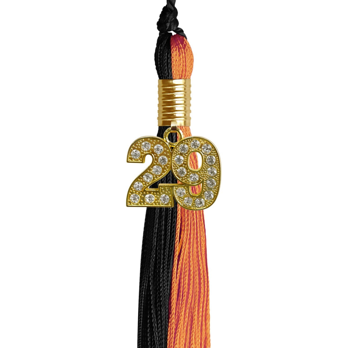 Black/Orange Graduation Tassel with Gold Bling Charm - Endea Graduation