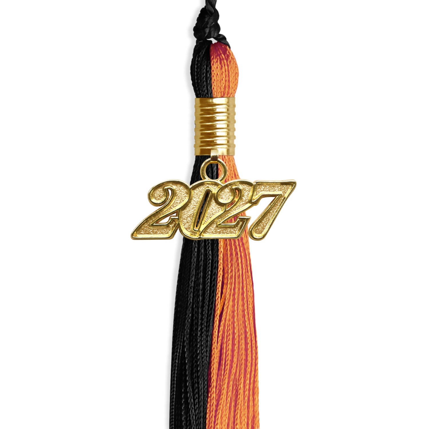 Black/Orange Graduation Tassel with Gold Date Drop - Endea Graduation