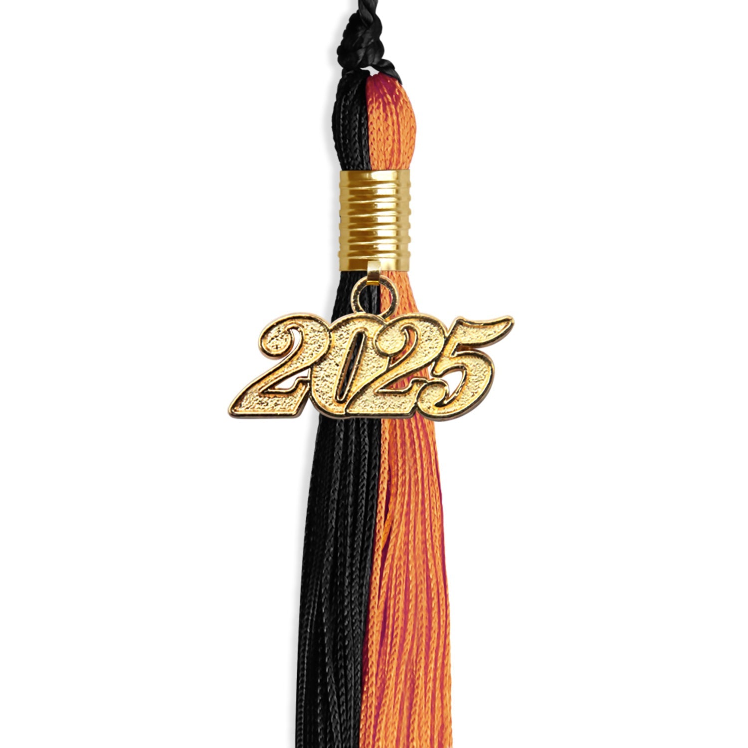 Black/Orange Graduation Tassel with Gold Date Drop - Endea Graduation