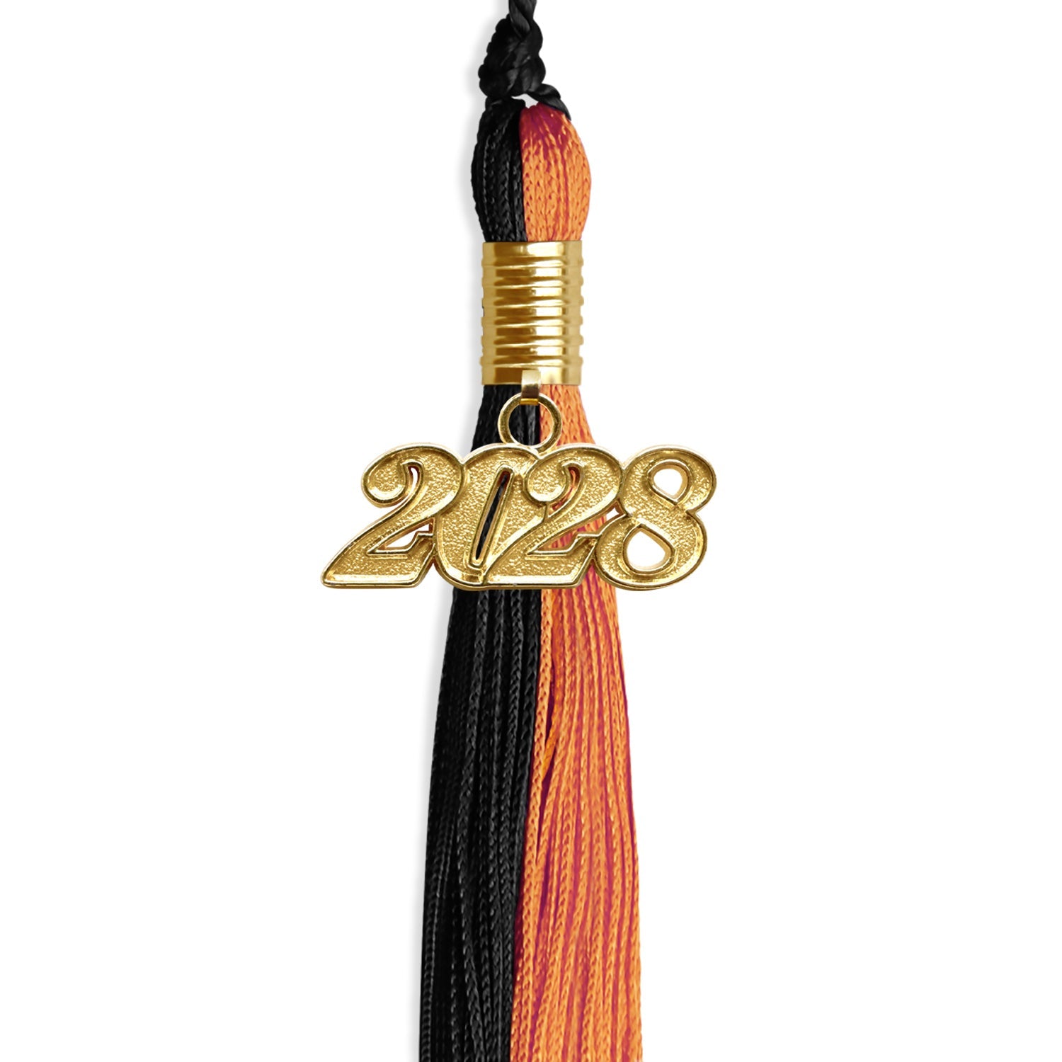 Black/Orange Graduation Tassel with Gold Date Drop - Endea Graduation