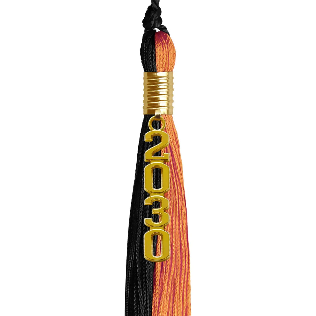 Black/Orange Graduation Tassel with Gold Stacked Date Drop - Endea Graduation