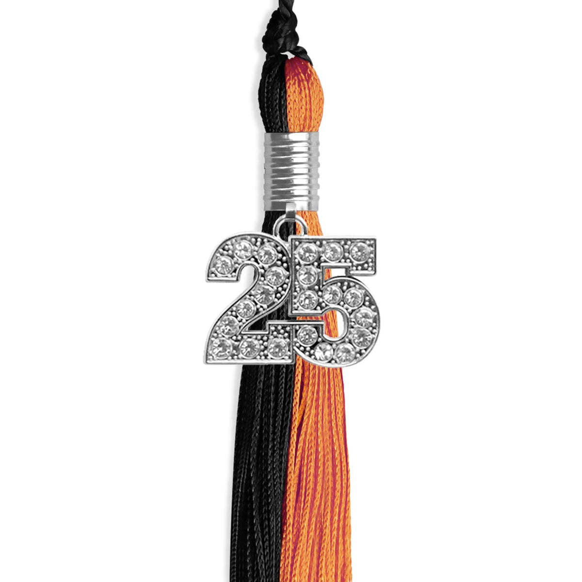Black/Orange Graduation Tassel with Silver Bling Charm - Endea Graduation
