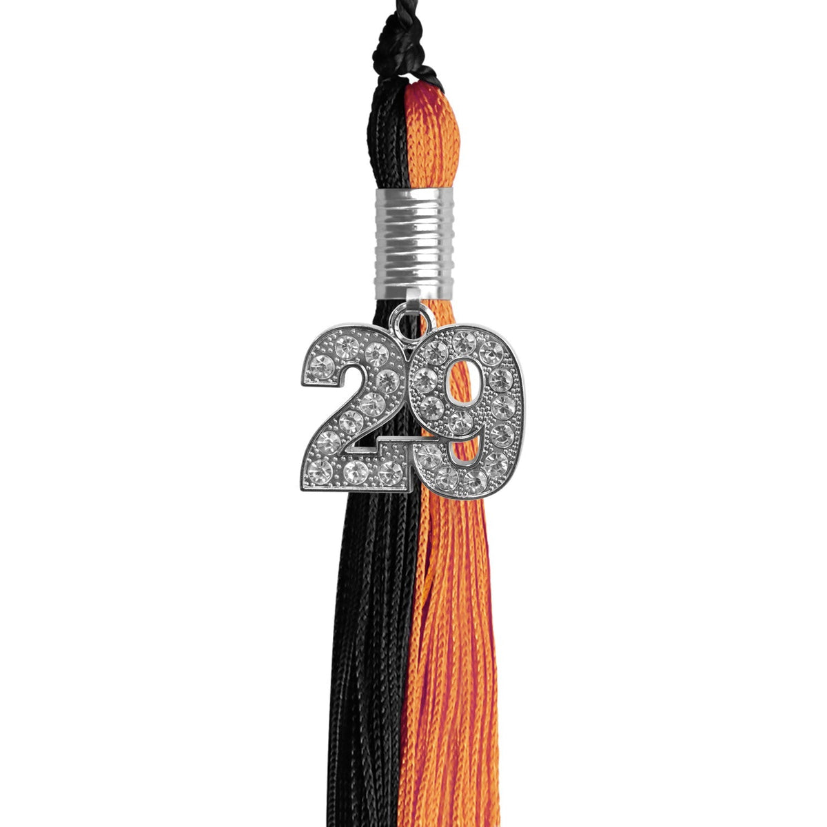 Black/Orange Graduation Tassel with Silver Bling Charm - Endea Graduation