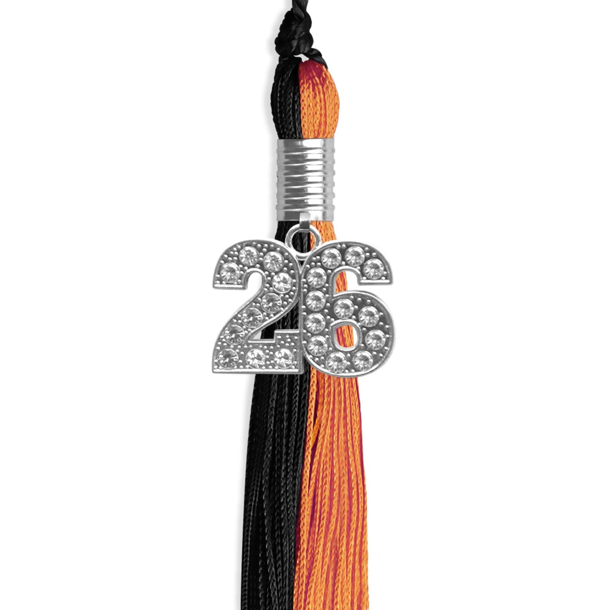 Black/Orange Graduation Tassel with Silver Bling Charm - Endea Graduation
