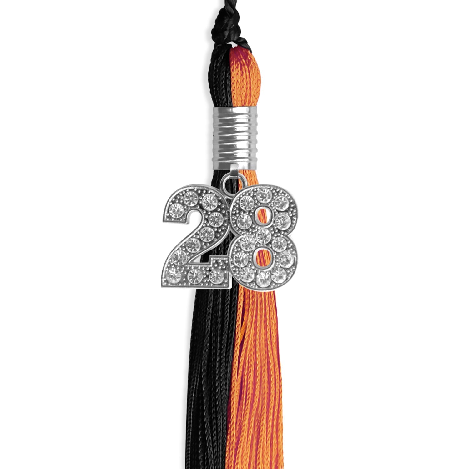 Black/Orange Graduation Tassel with Silver Date Drop - Endea Graduation