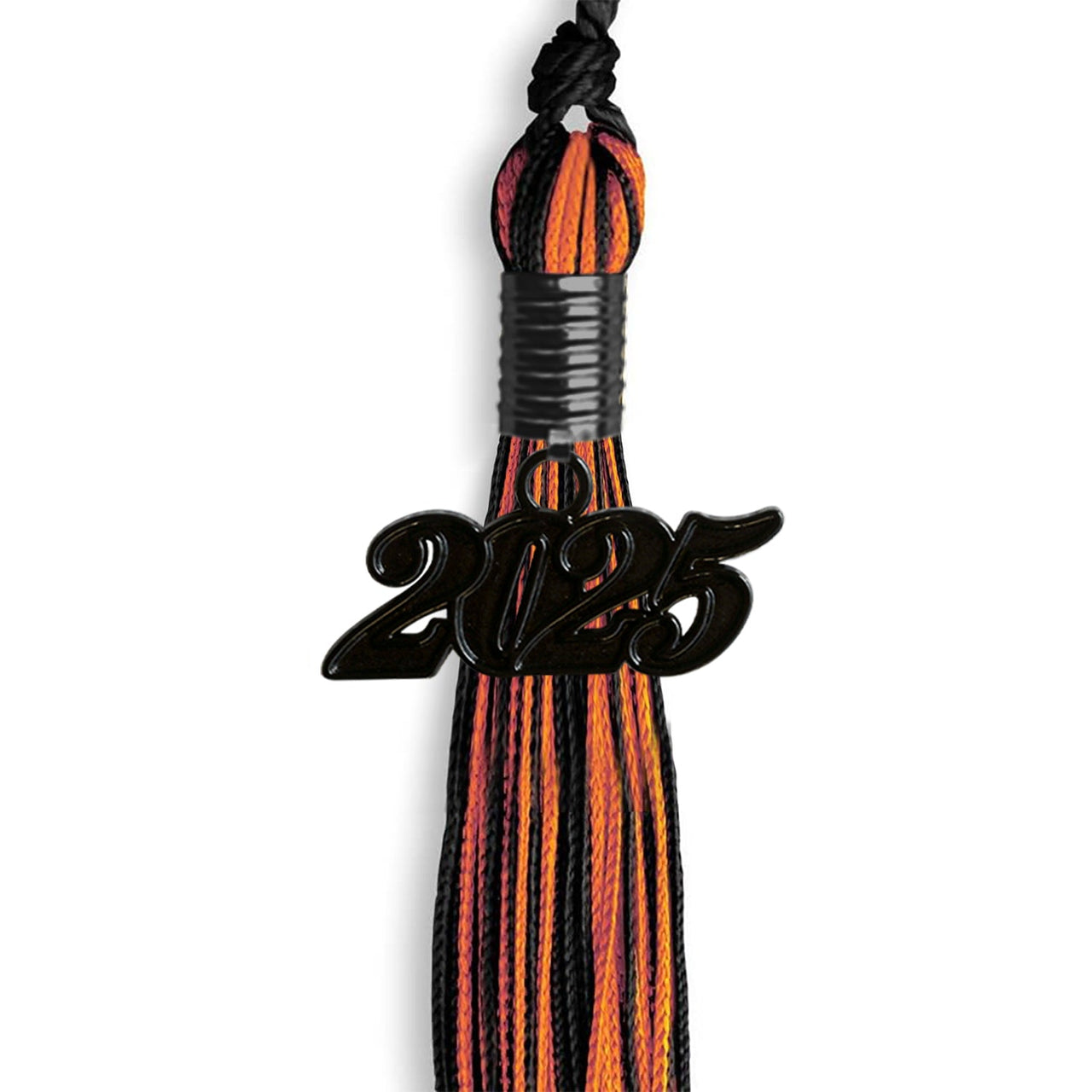 Black/Orange Mixed Color Graduation Tassel with Black Date Drop - Endea Graduation