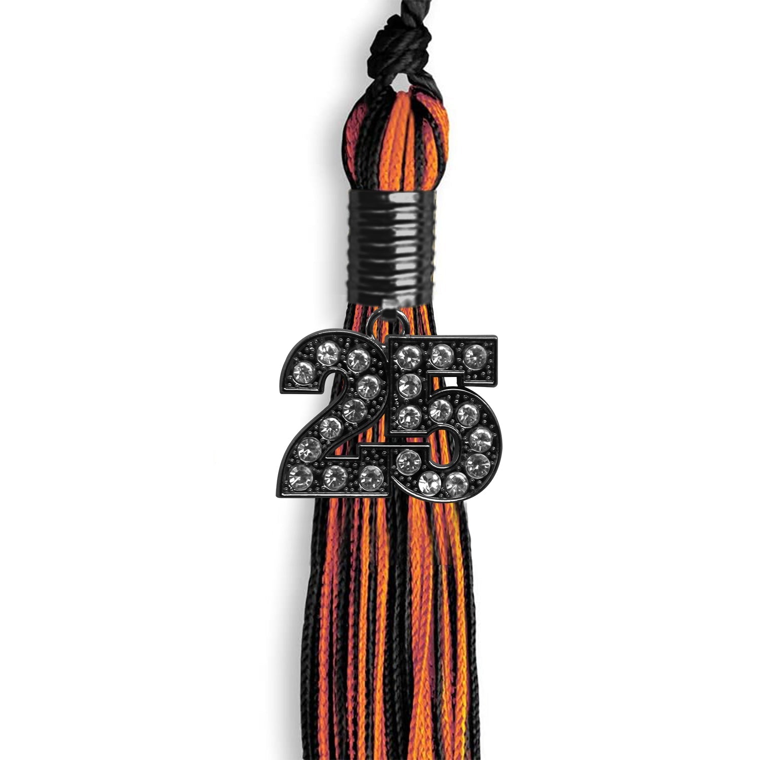 Black/Orange Mixed Color Graduation Tassel with Black Date Drop - Endea Graduation