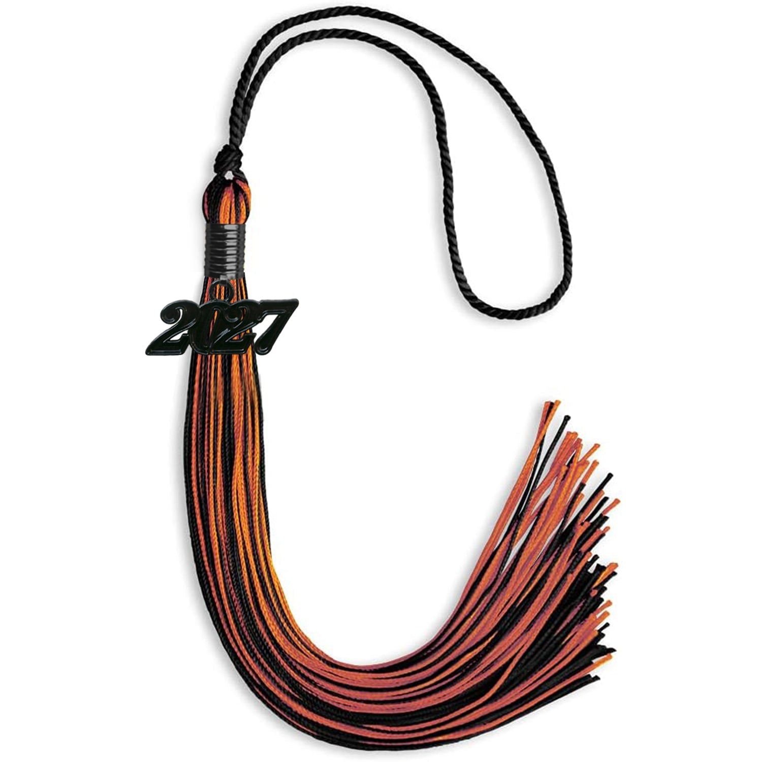 Black/Orange Mixed Color Graduation Tassel with Black Date Drop - Endea Graduation