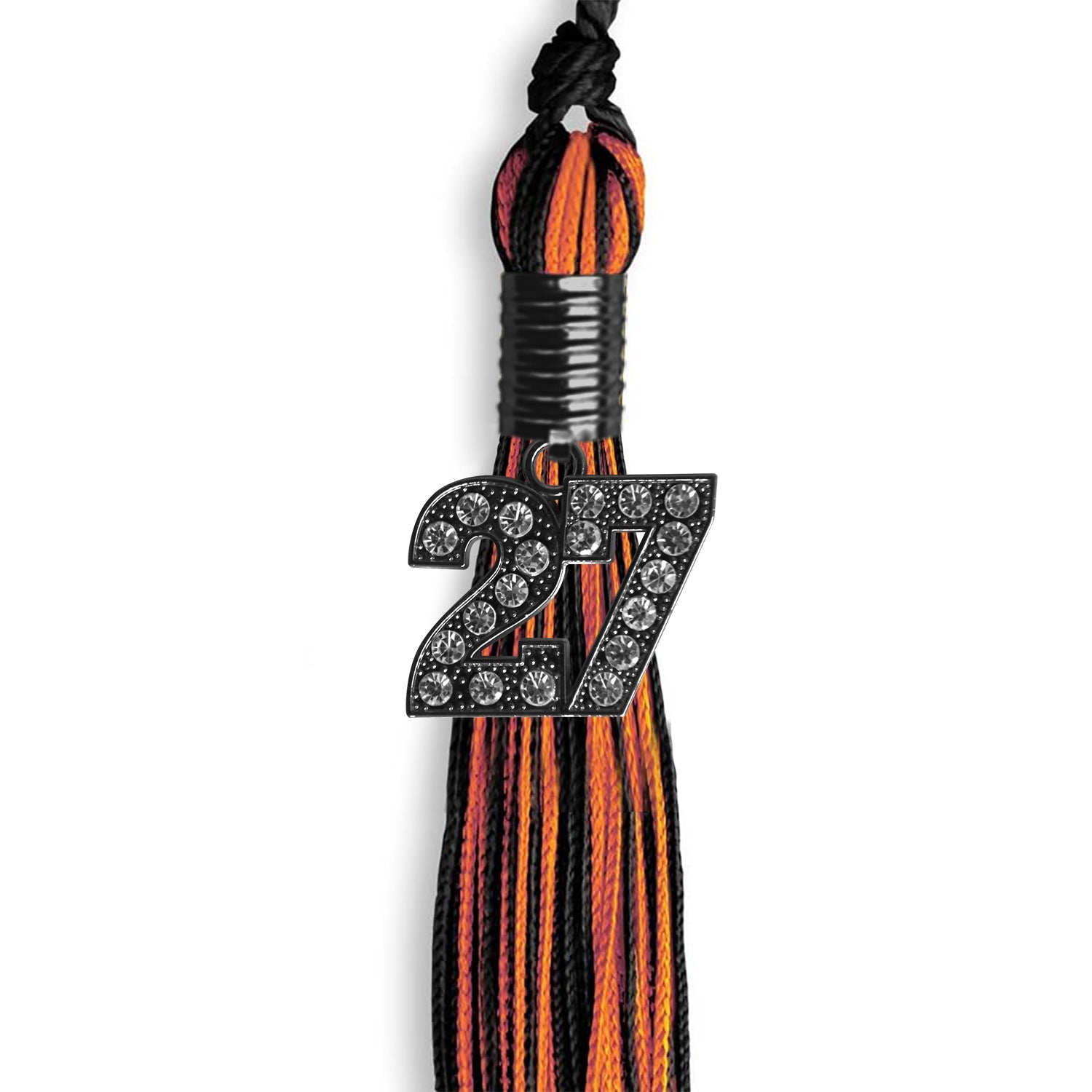 Black/Orange Mixed Color Graduation Tassel with Black Date Drop - Endea Graduation