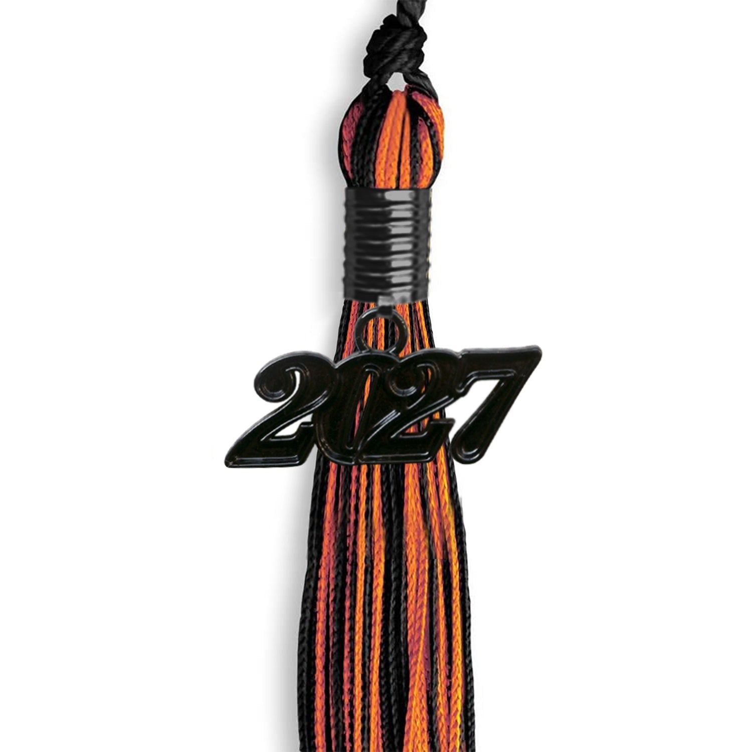 Black/Orange Mixed Color Graduation Tassel with Black Date Drop - Endea Graduation