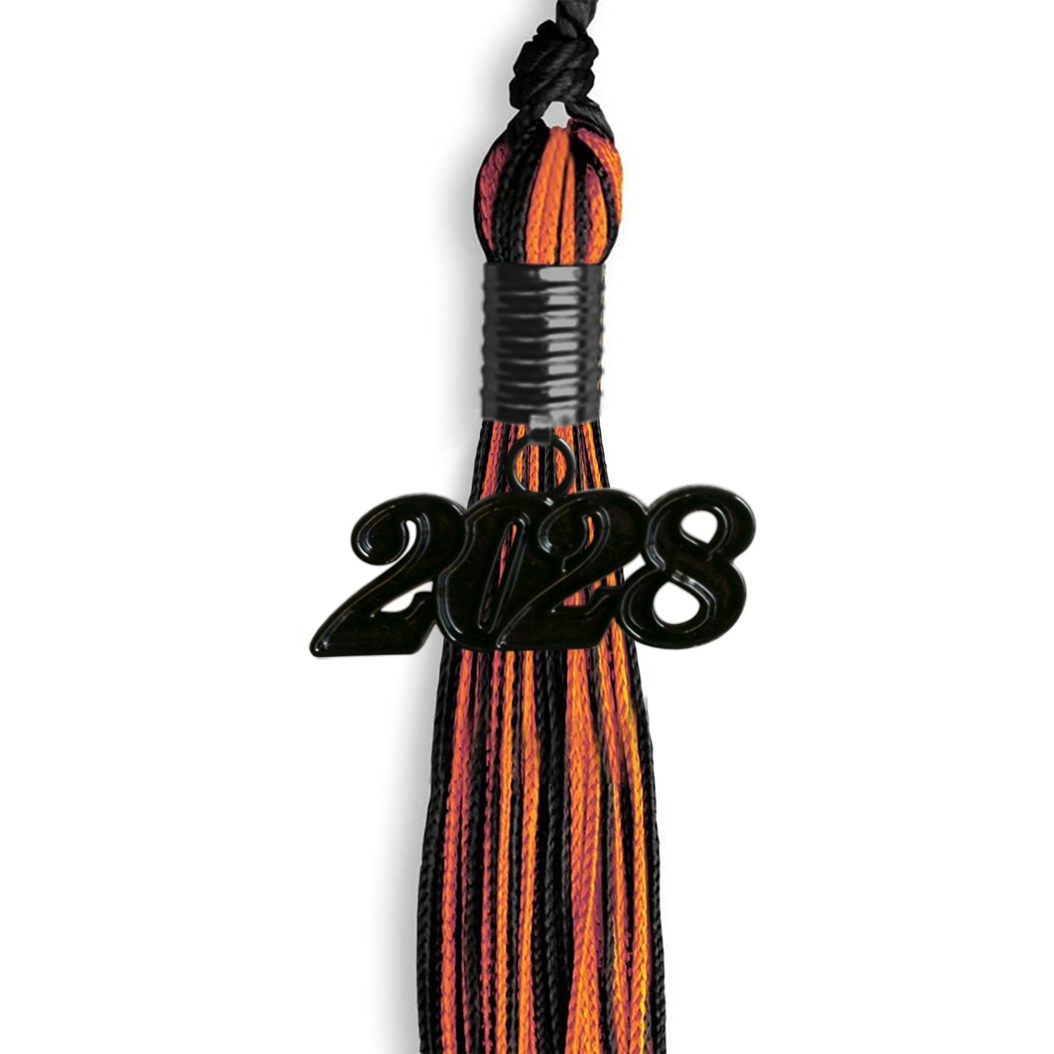 Black/Orange Mixed Color Graduation Tassel with Black Date Drop - Endea Graduation