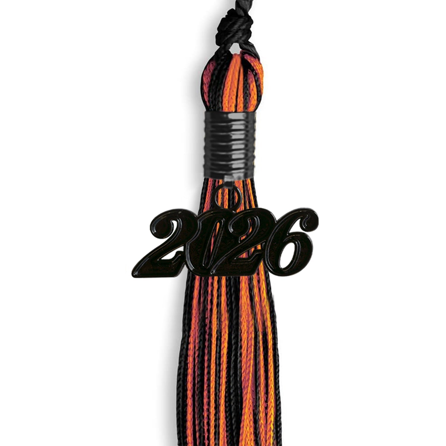 Black/Orange Mixed Color Graduation Tassel with Black Date Drop - Endea Graduation