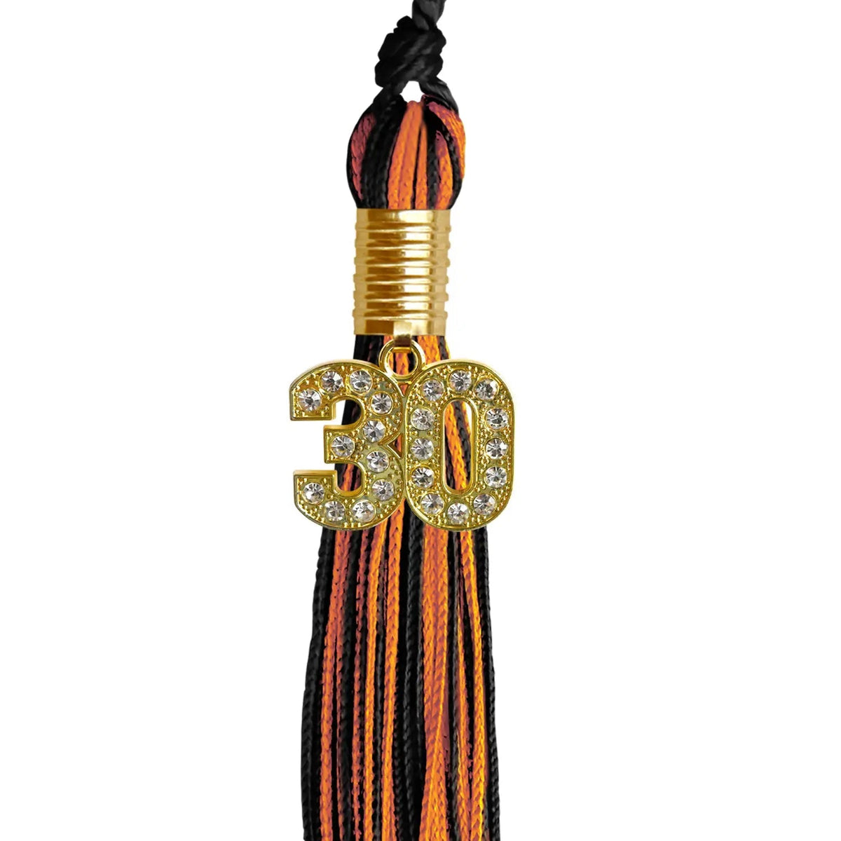 Black/Orange Mixed Color Graduation Tassel with Gold Bling Charm - Endea Graduation