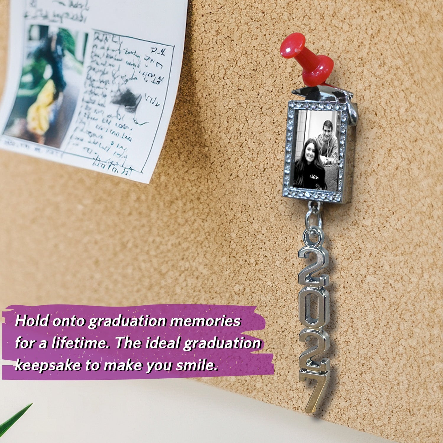 Black/Orange Tassel with Photo Frame Charm and Stacked Date Drop - Endea Graduation