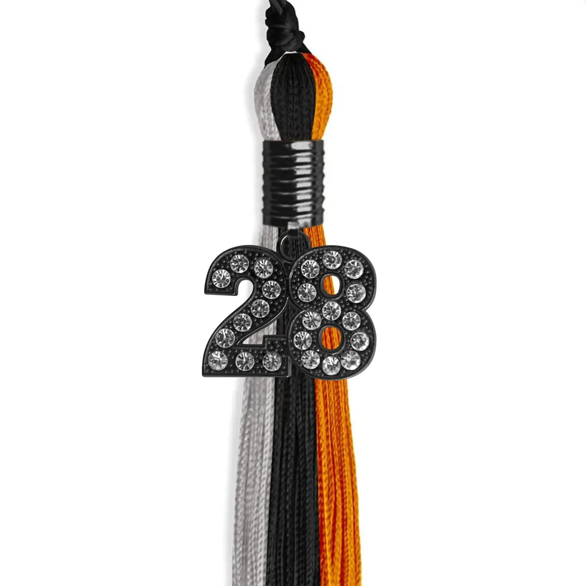 Black/Orange/Grey Graduation Tassel with Black Bling Charm - Endea Graduation