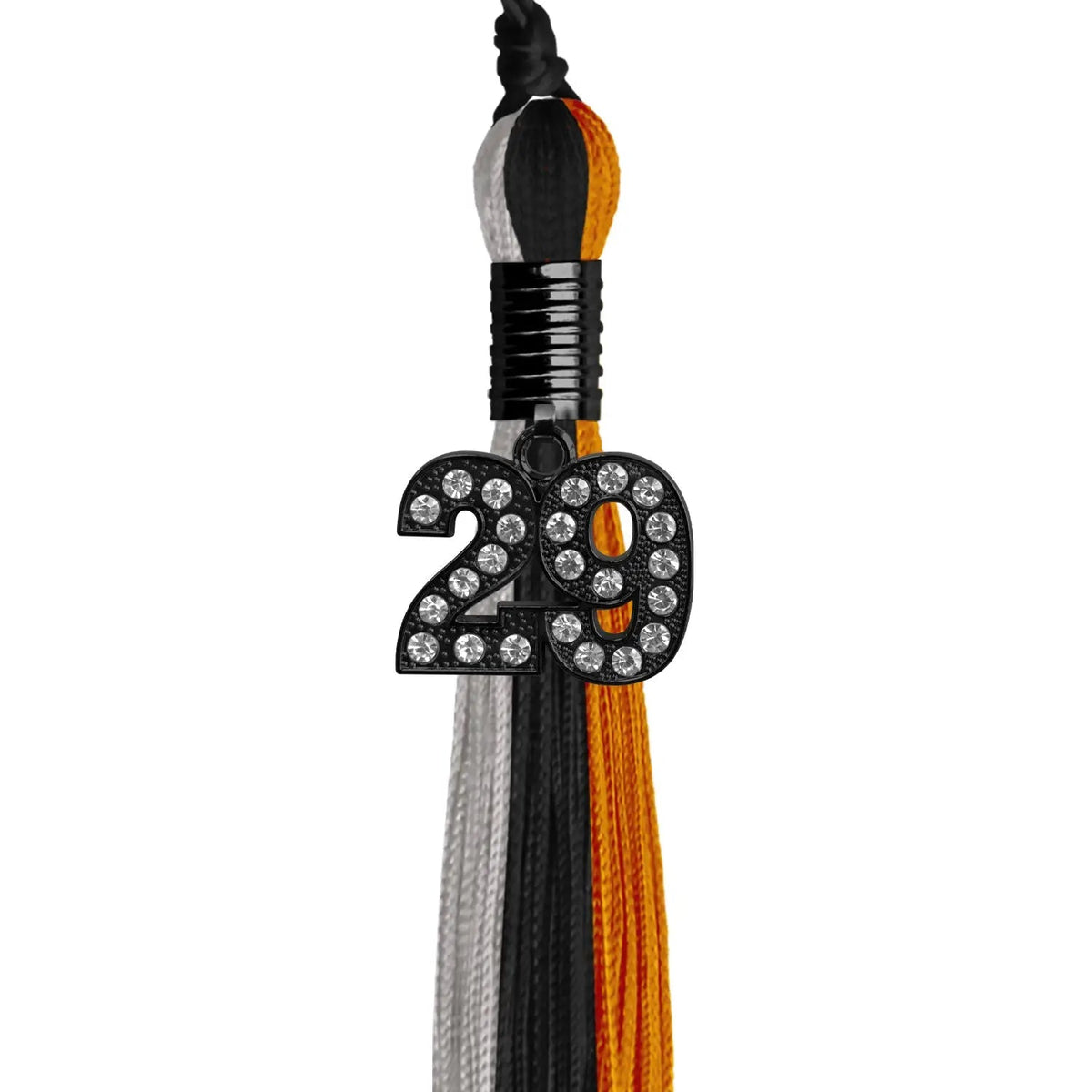 Black/Orange/Grey Graduation Tassel with Black Bling Charm - Endea Graduation