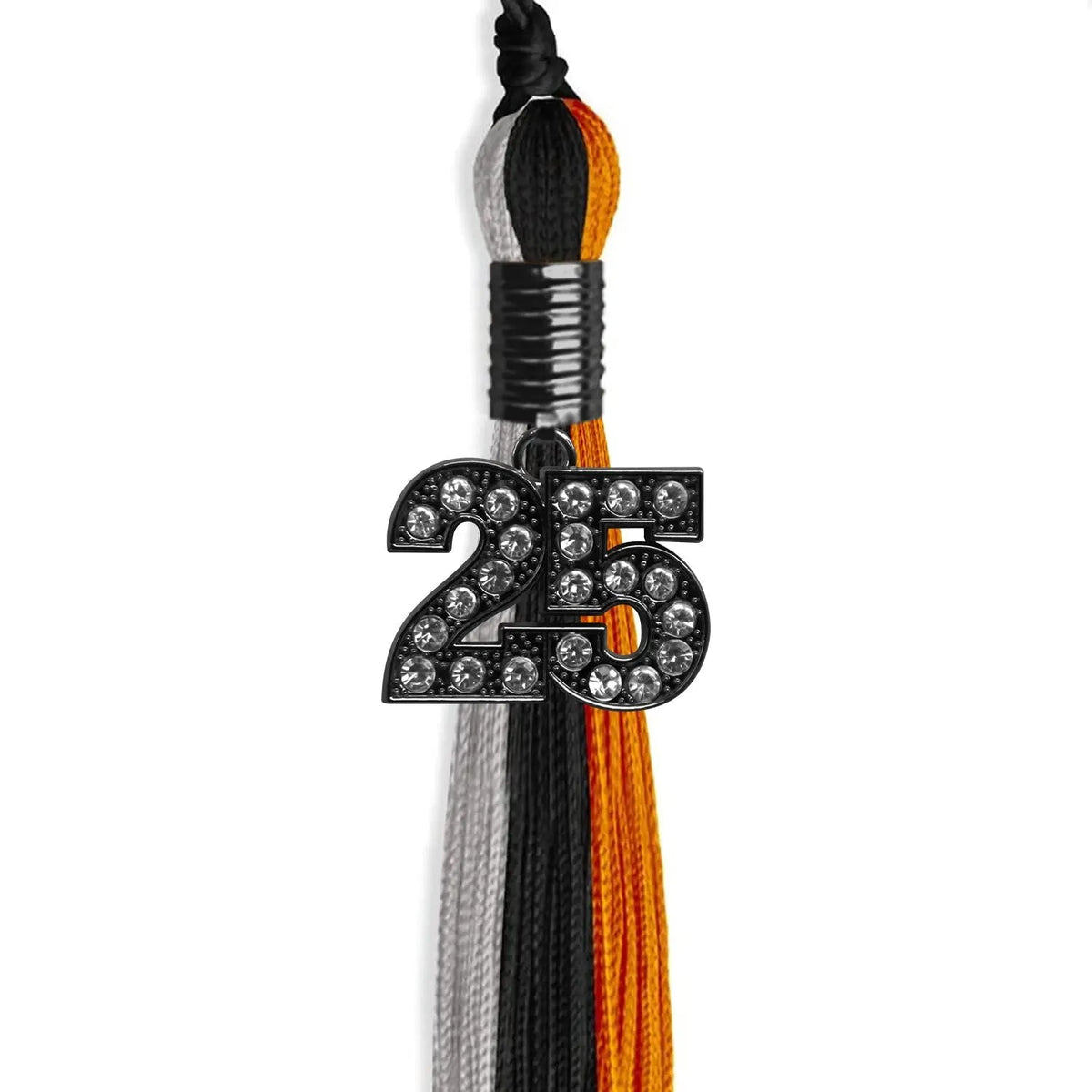 Black/Orange/Grey Graduation Tassel with Black Bling Charm - Endea Graduation