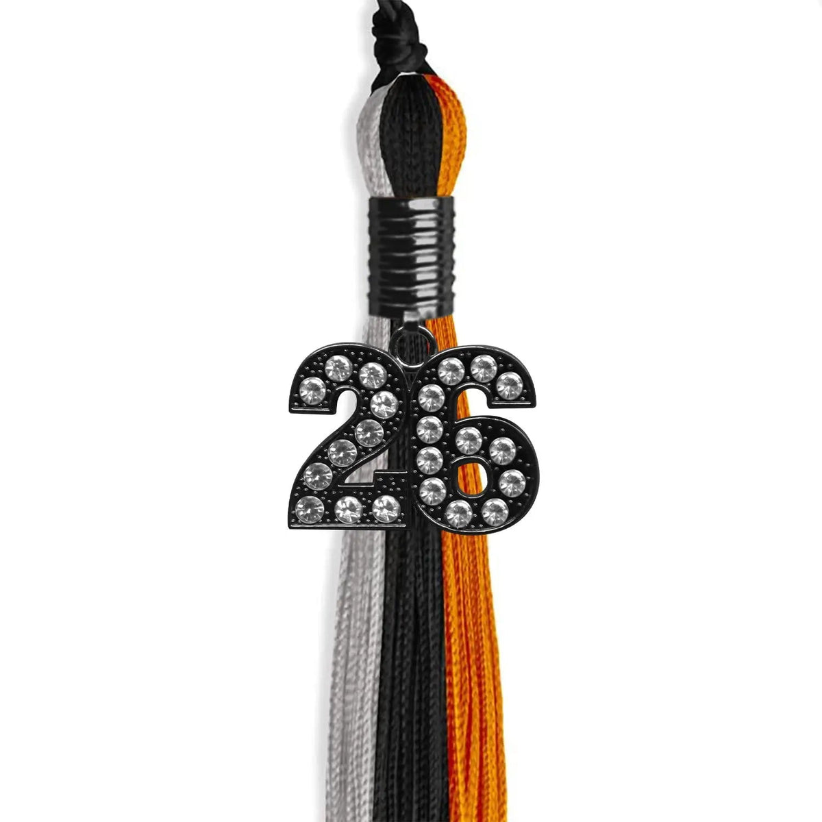 Black/Orange/Grey Graduation Tassel with Black Bling Charm - Endea Graduation