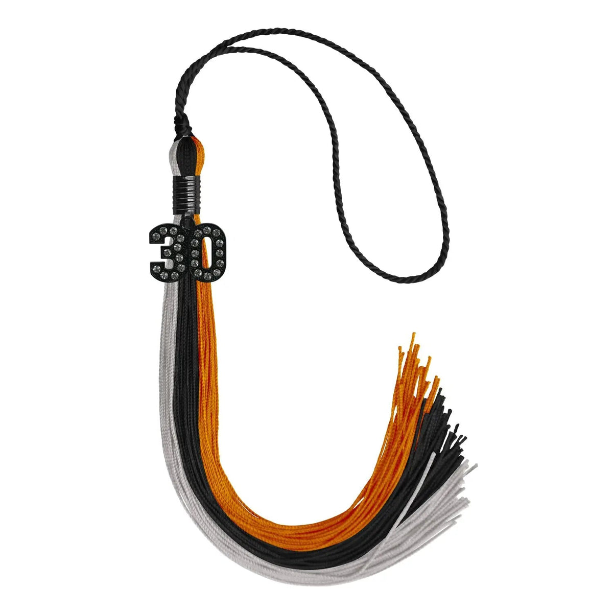 Black/Orange/Grey Graduation Tassel with Black Bling Charm - Endea Graduation