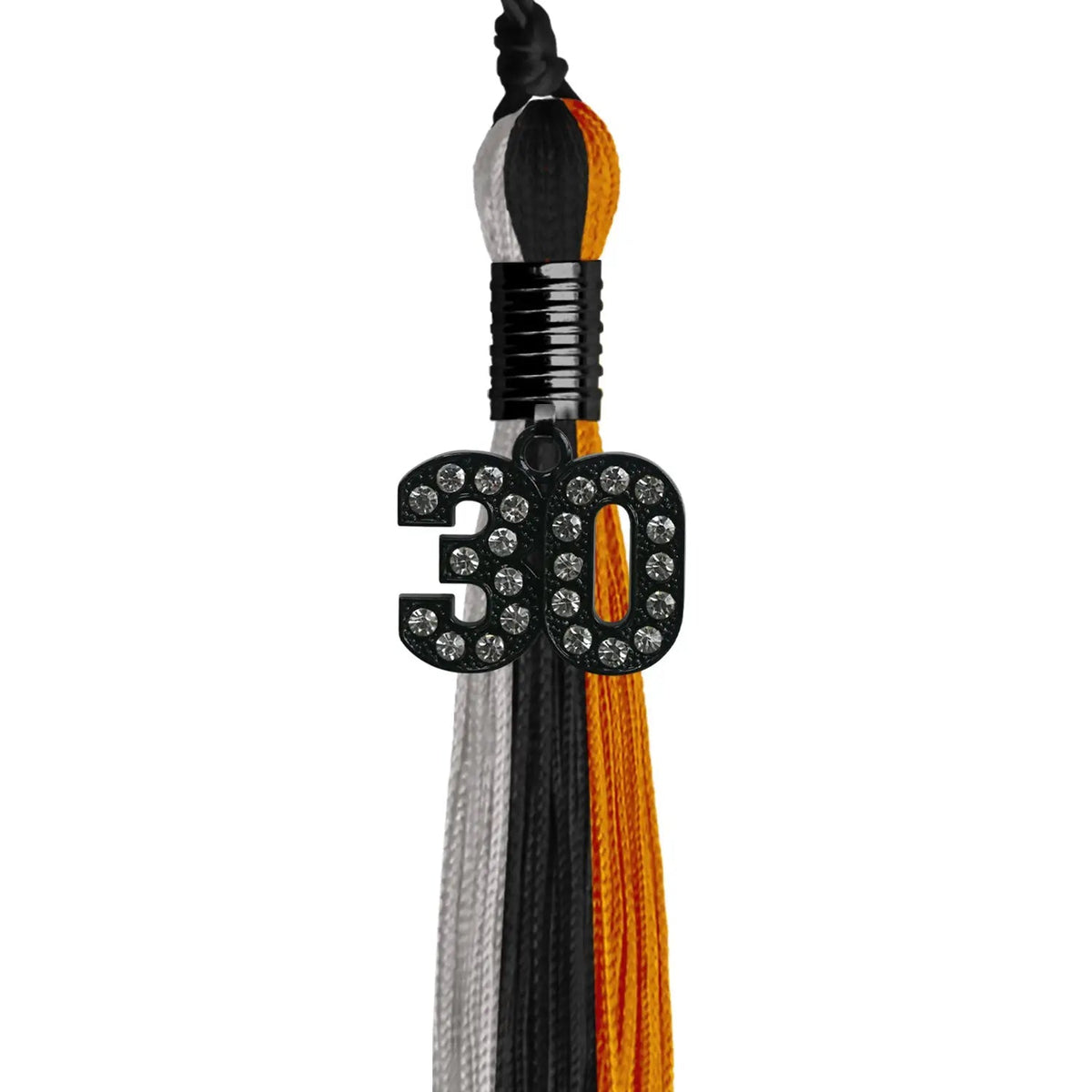 Black/Orange/Grey Graduation Tassel with Black Bling Charm - Endea Graduation