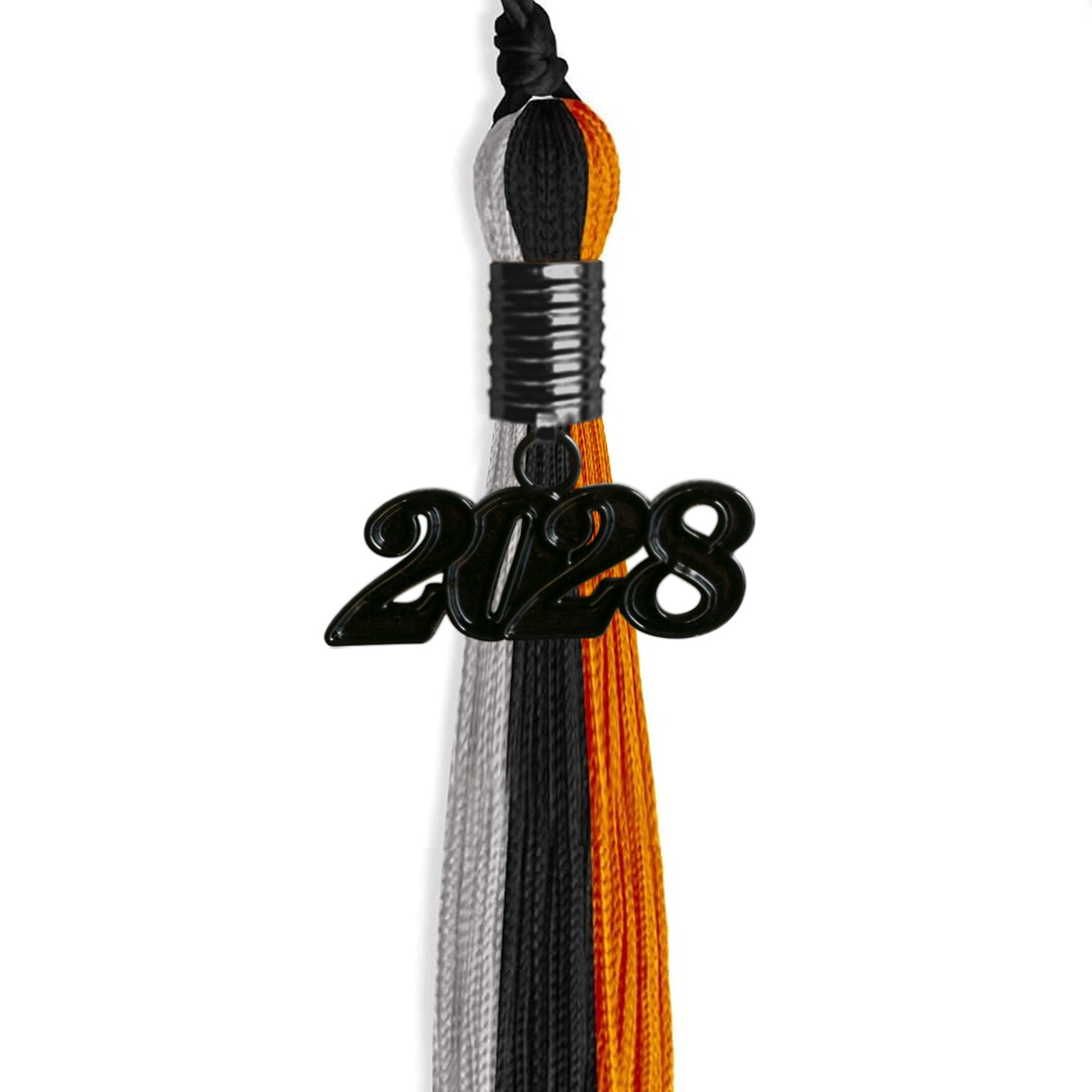 Black/Orange/Grey Graduation Tassel with Black Date Drop - Endea Graduation