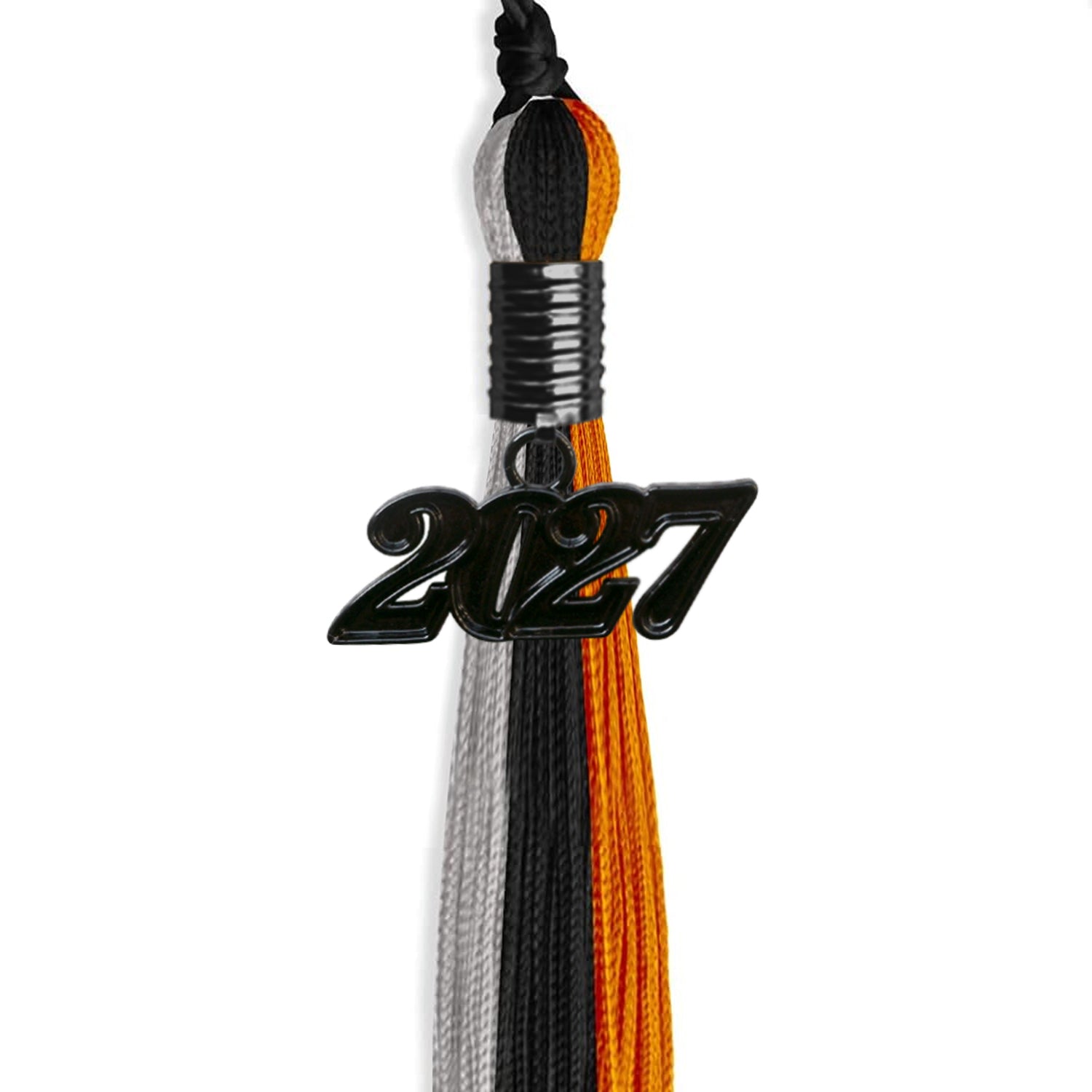 Black/Orange/Grey Graduation Tassel with Black Date Drop - Endea Graduation