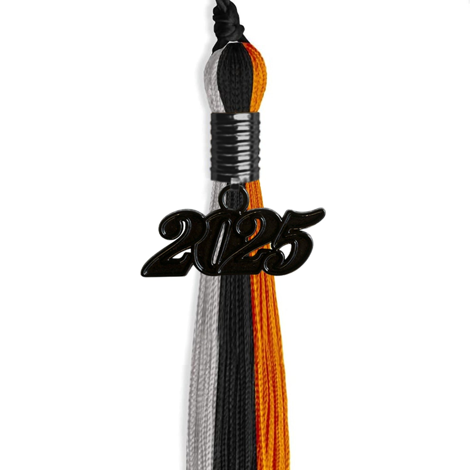 Black/Orange/Grey Graduation Tassel with Black Date Drop - Endea Graduation