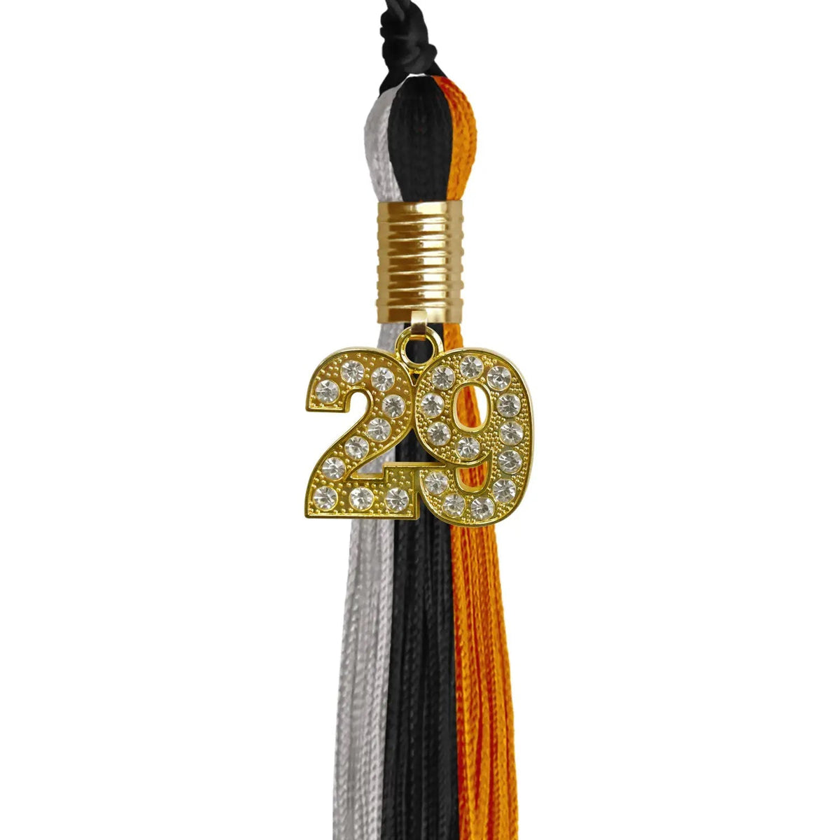 Black/Orange/Grey Graduation Tassel with Gold Bling Charm - Endea Graduation