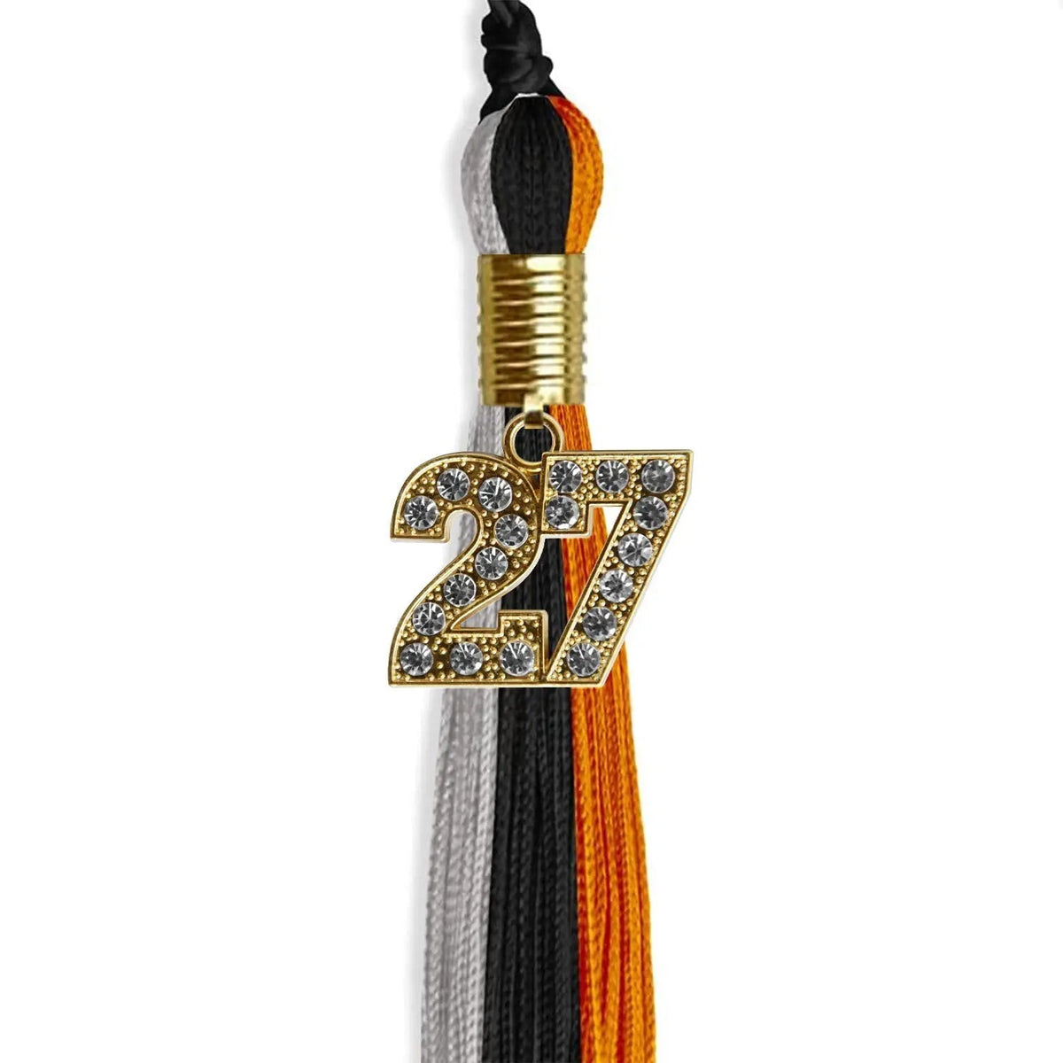 Black/Orange/Grey Graduation Tassel with Gold Bling Charm - Endea Graduation